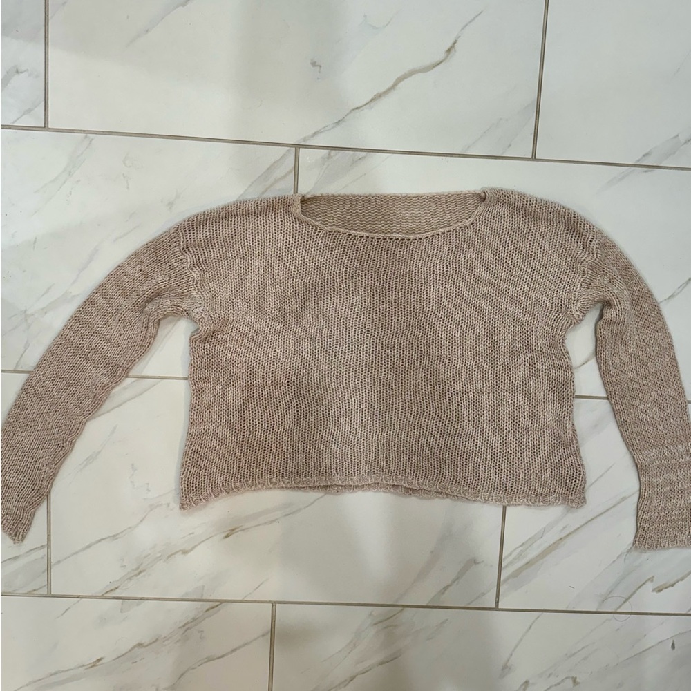 light pink wide shoulder knit sweater